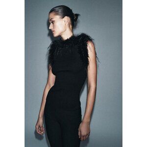 ZARA RIB FAUX FUR TOP